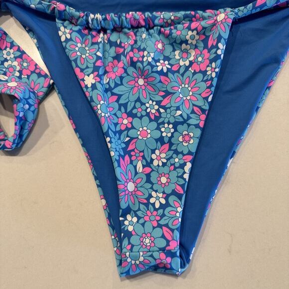 Frankie’s Bikinis Women's Size Medium Tie Side Bikini Floral Print Bikini Bottom - Picture 2 of 6